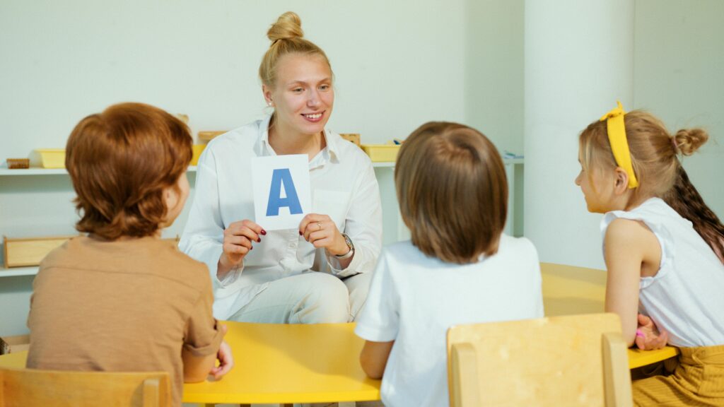 Young children improving skills through creative child development activities