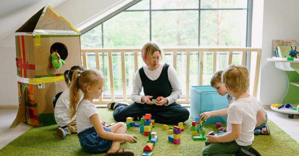 Kids participating in group activities in early childhood education setting
