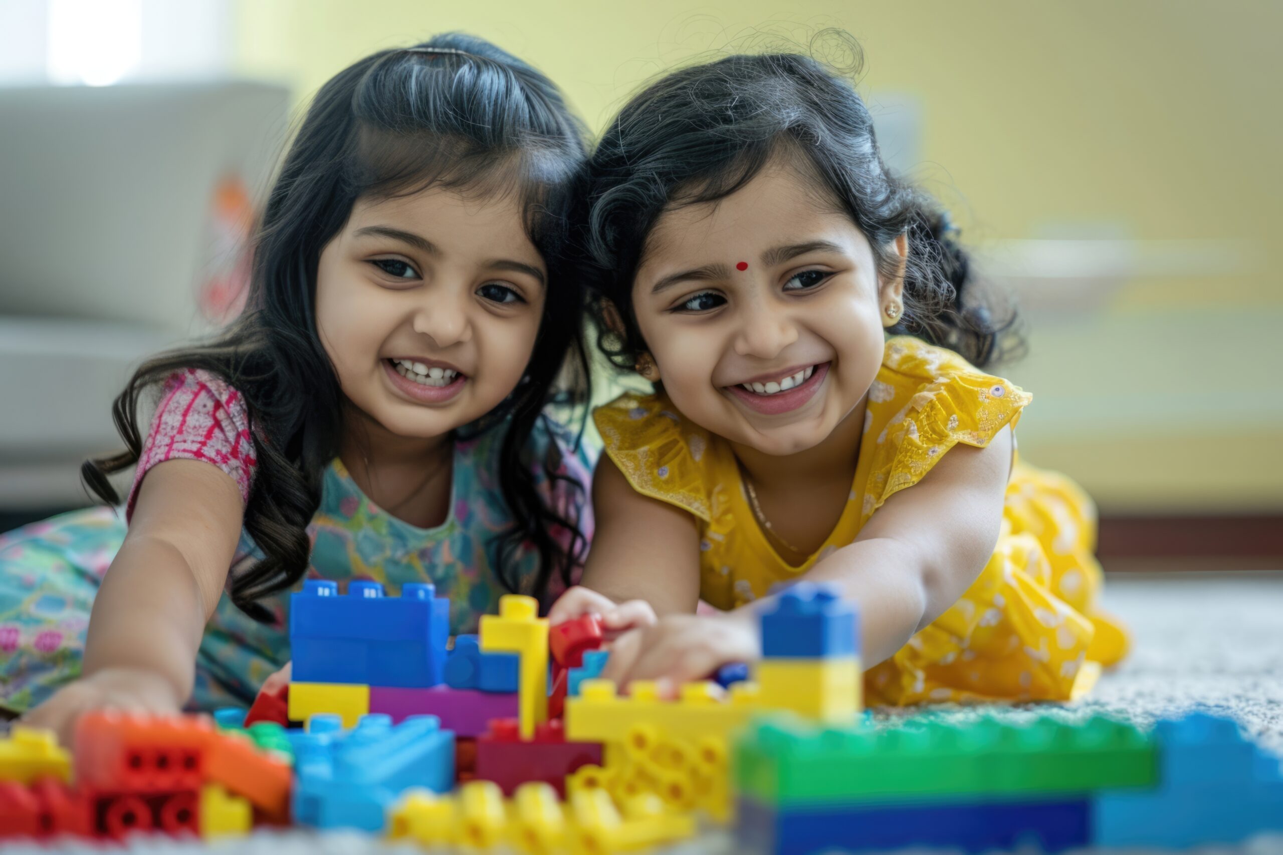 Happy children enjoying learning activities at a play school