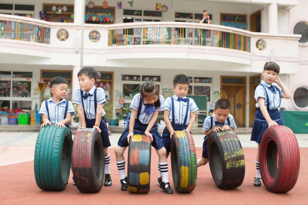 Kids participating in a playful and educational play school daily routine
